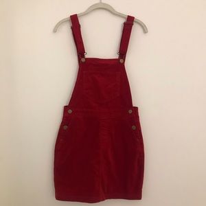 Forever 21 Red Velvet Overall Dress